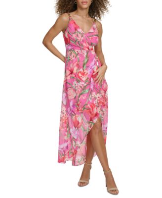 Siena - Women's Floral-Print Chain-Trim Midi Dress