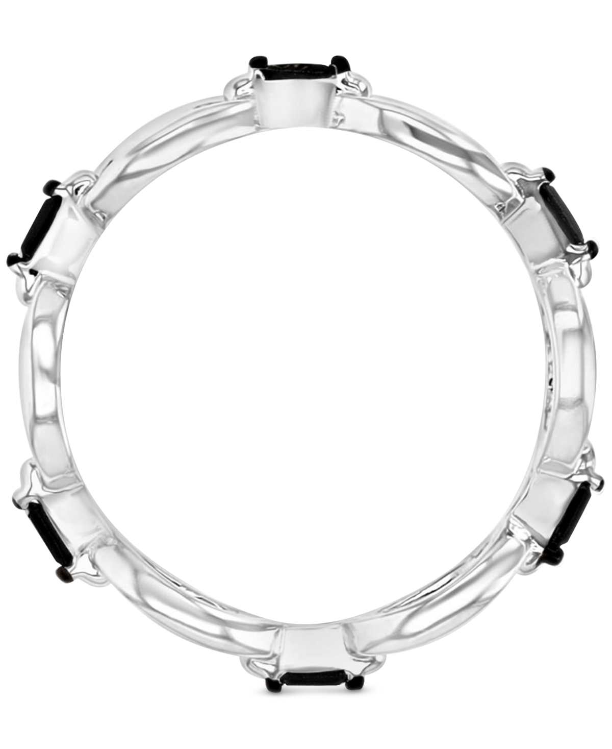 Macy's Black Spinel & Polished Oval Ring (1-1/10 Ct. T.w.) In Sterling Silver In Black Spinel