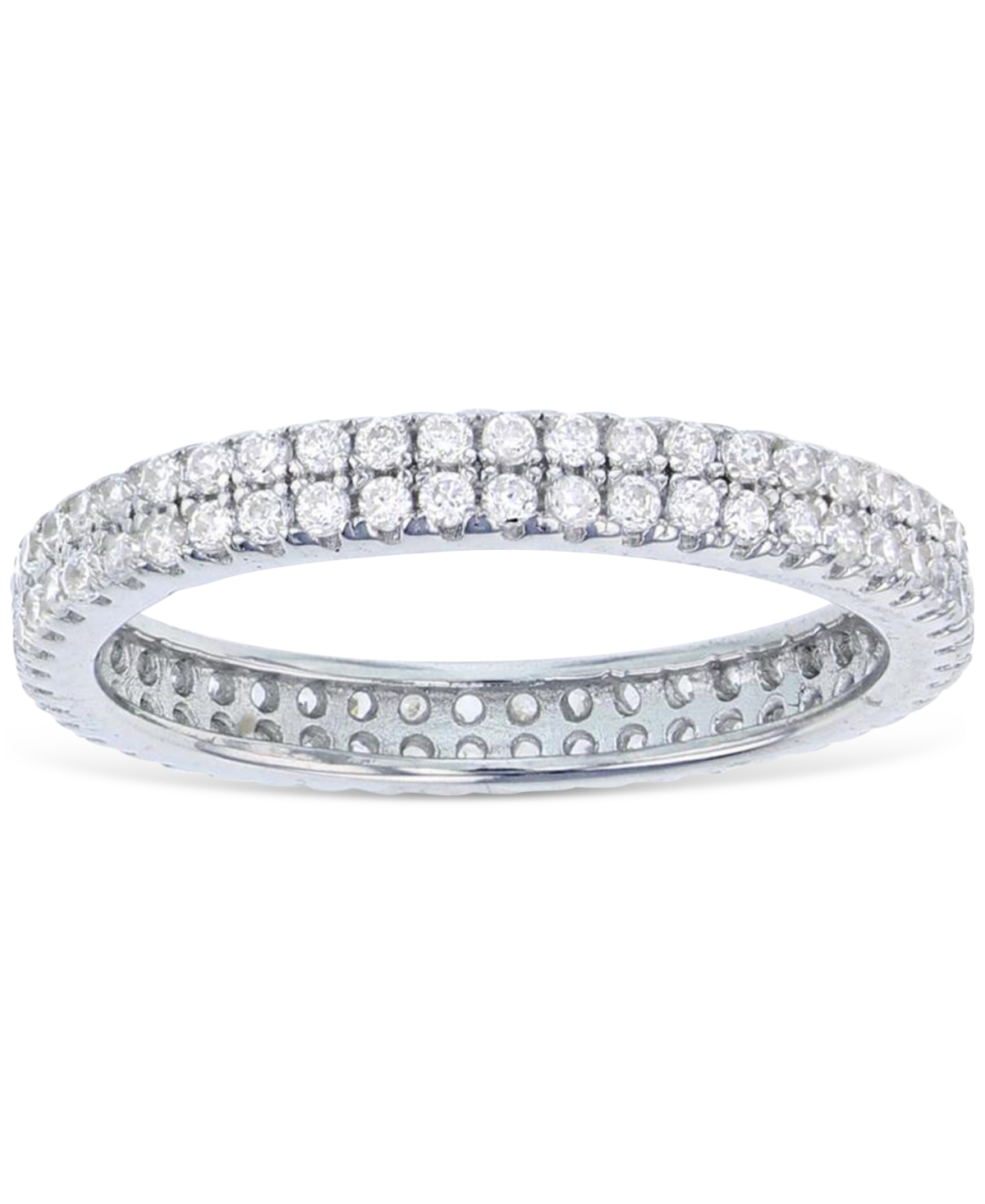 Macy's Cubic Zirconia Double Row Eternity Band In Sterling Silver