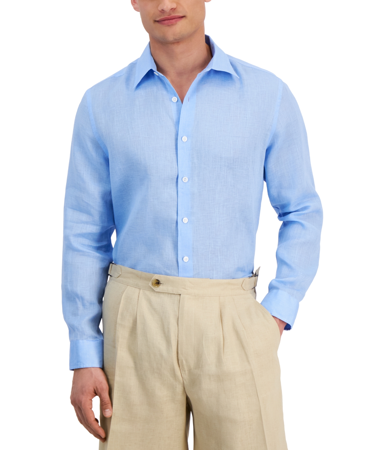 Shop Club Room Men's 100% Linen Shirt, Created For Macy's In Peri Glaze
