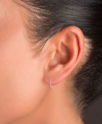 Cubic Zirconia Studded Small Narrow Hoop Earrings, 0.63"