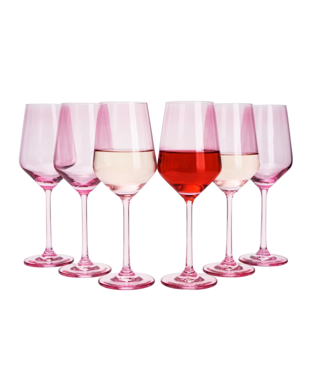 Shop The Wine Savant Blush Pink Colored Wine Glasses Hand Blown, 12 oz Set Of 6