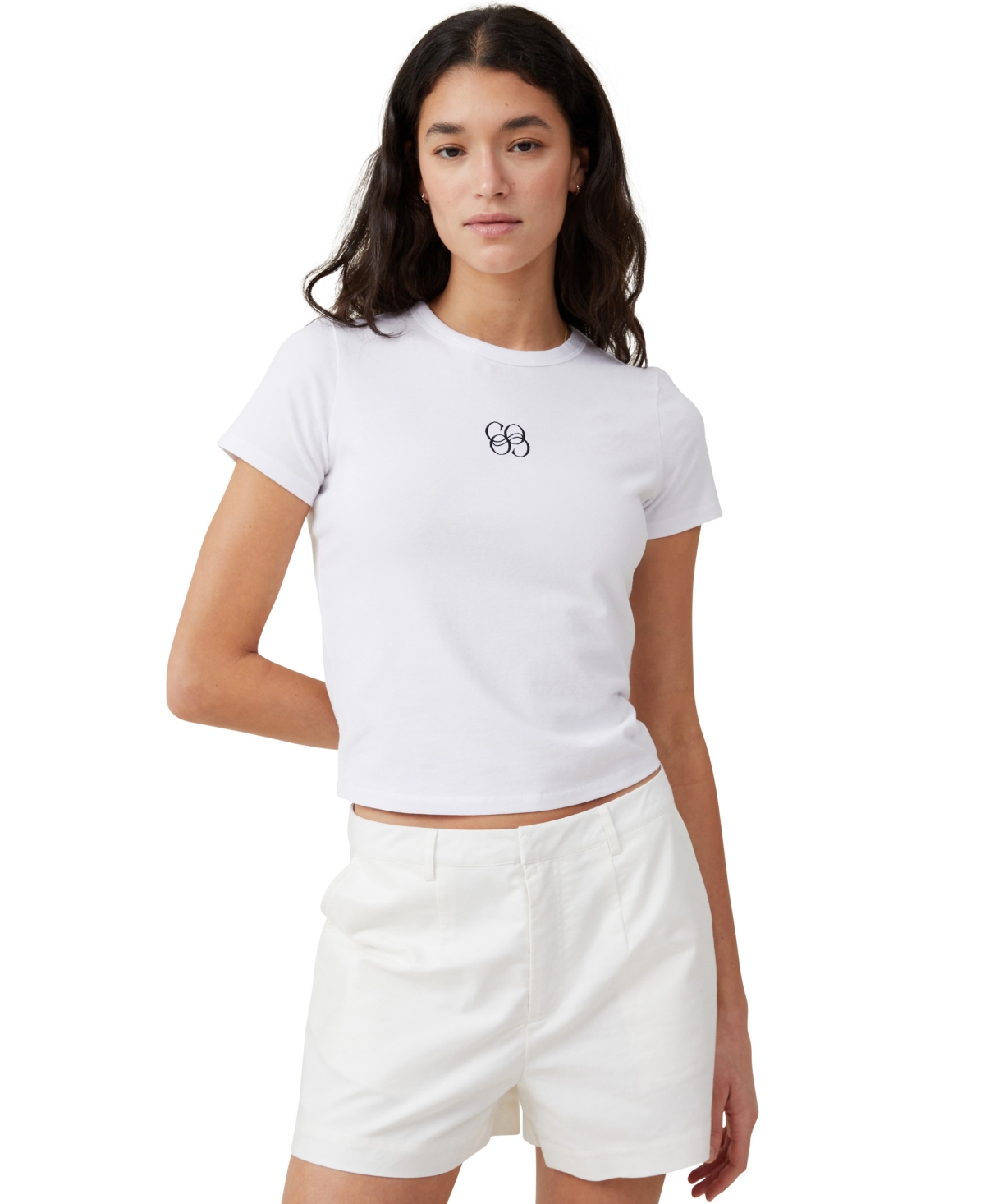 Shop Cotton On Women's Fitted Graphic Longline T-shirt In Roy,white