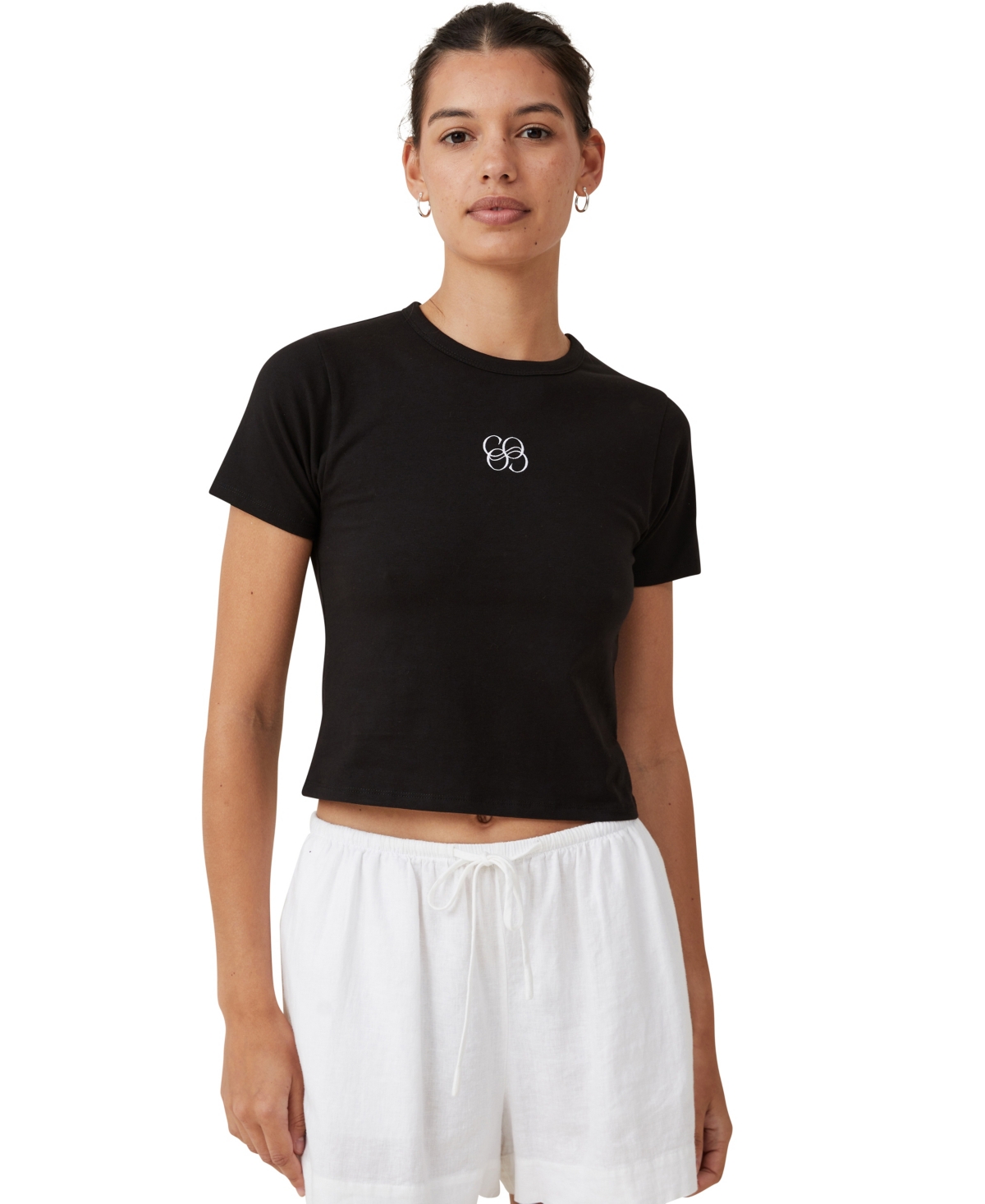 Shop Cotton On Women's Fitted Graphic Longline T-shirt In Roy,black