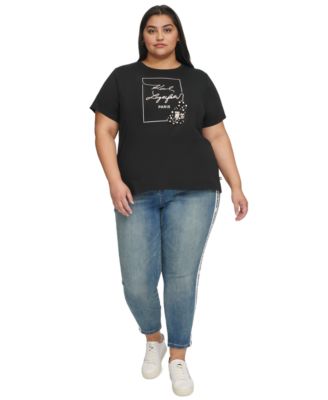 売れ筋商品|||カールラガーフェルド カットソー トップス レディース Plus Size Pin Logo Short-Sleeve T-Shirt, First@Macys Black KARL LAGERFELD PARIS Plus Size Pin Logo Short-Sleeve T-Shirt