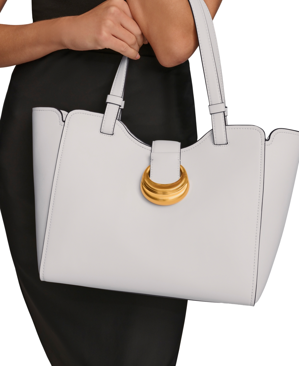 Shop Donna Karan Small Valley Stream Buckle Tote In Brilliant White