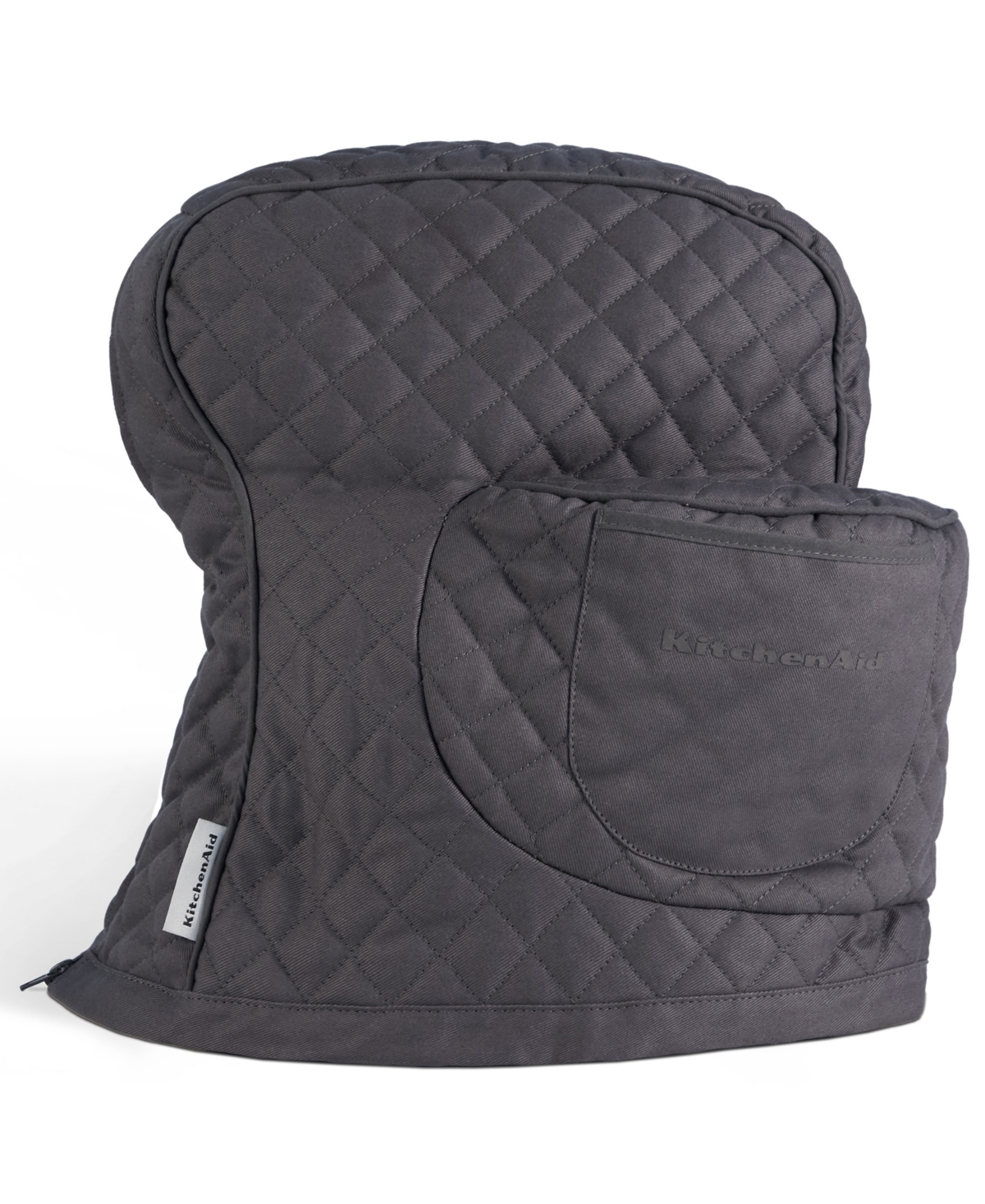 Shop Kitchenaid Fitted Tilt-head Solid Stand Mixer Cover With Storage Pocket, Quilted, 14.37" X 18" X 10" In Charcoal Gray