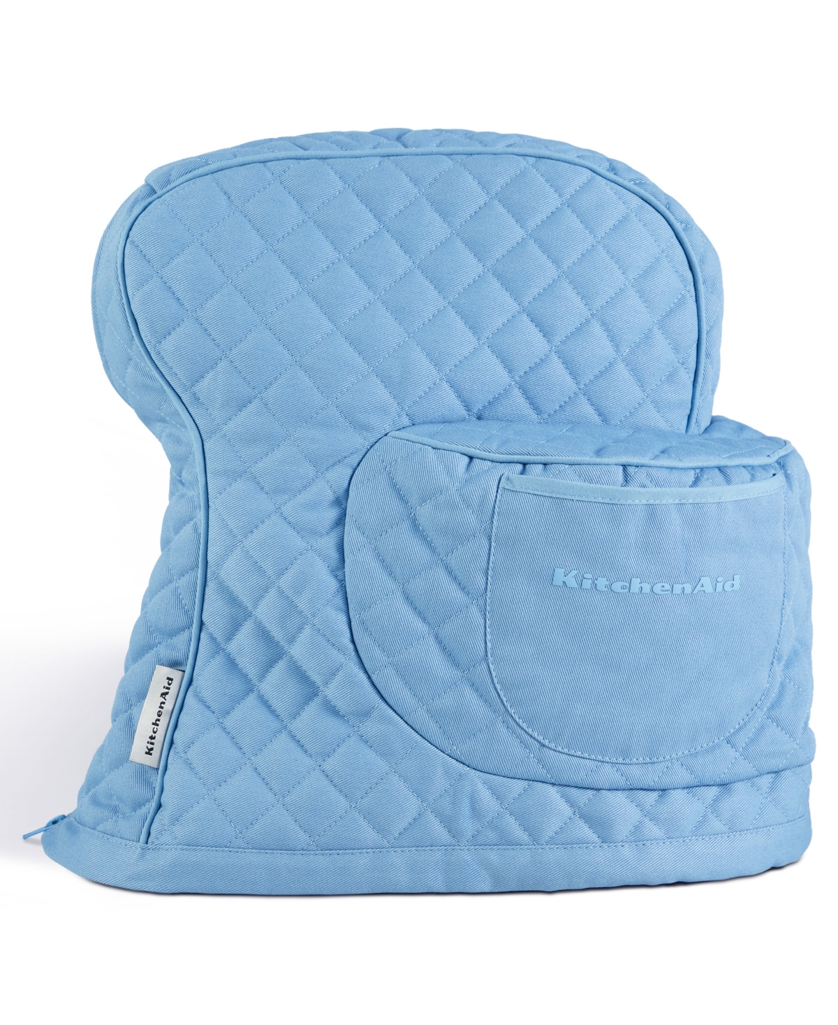Shop Kitchenaid Fitted Tilt-head Solid Stand Mixer Cover With Storage Pocket, Quilted, 14.37" X 18" X 10" In Blue Velvet