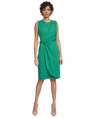 calvin klein metallic sheath dress Metallic Short Sleeve Faux Wrap Dress (Women)