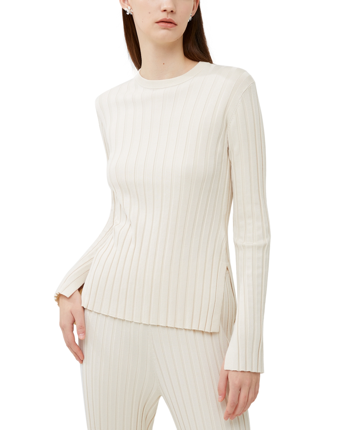 Shop French Connection Women's Minar Pleated Sweater In Classic Cream