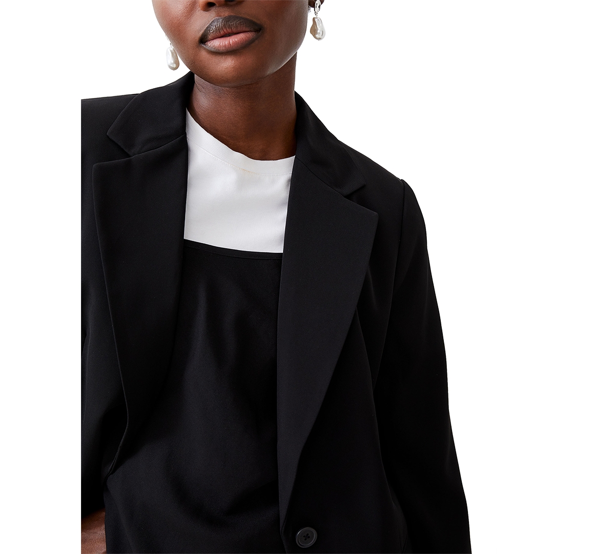 Shop French Connection Women's Harry One-button Suiting Blazer In Black
