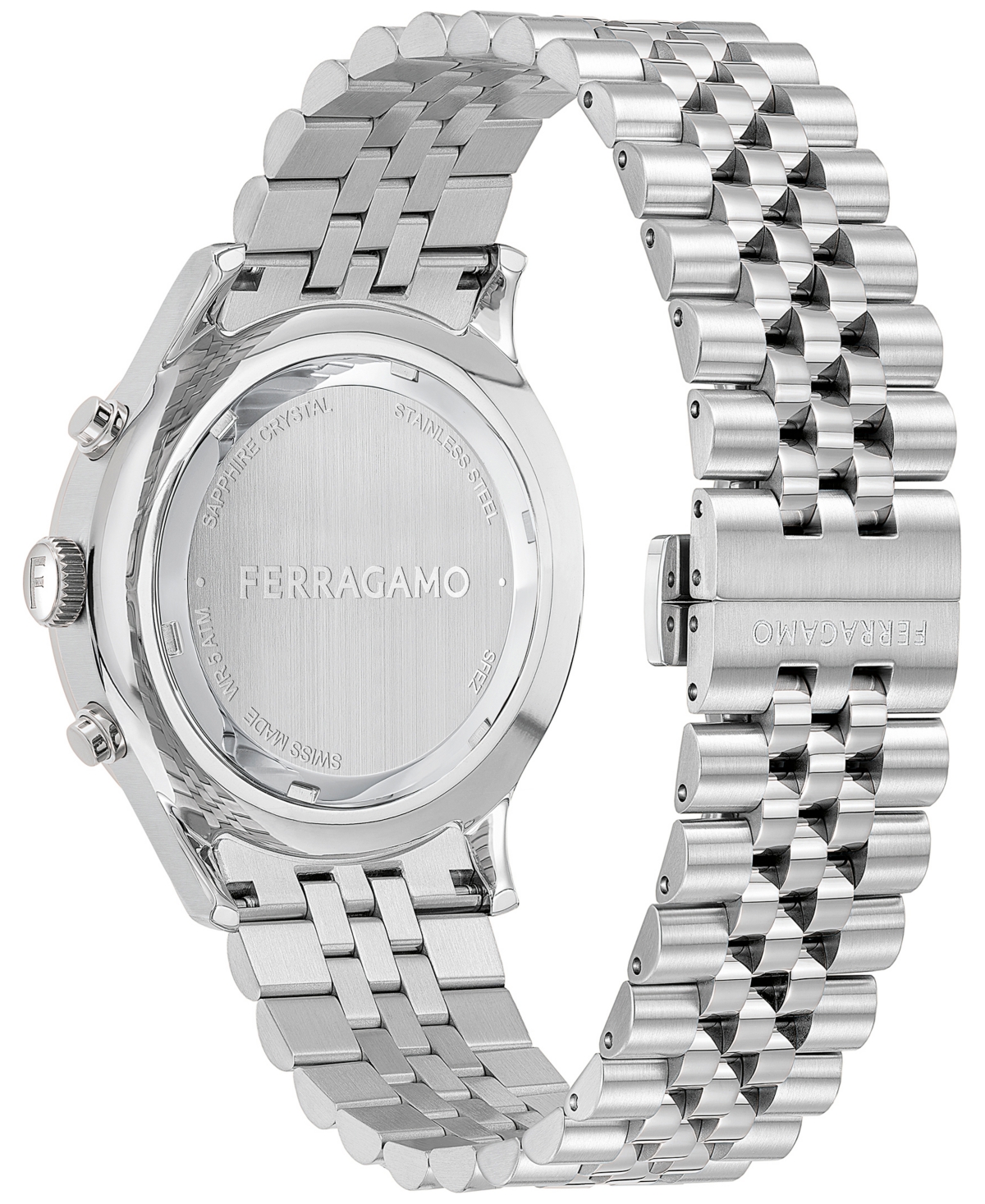 Shop Ferragamo Salvatore  Men's Swiss Chronograph Stainless Steel Bracelet Watch 42mm
