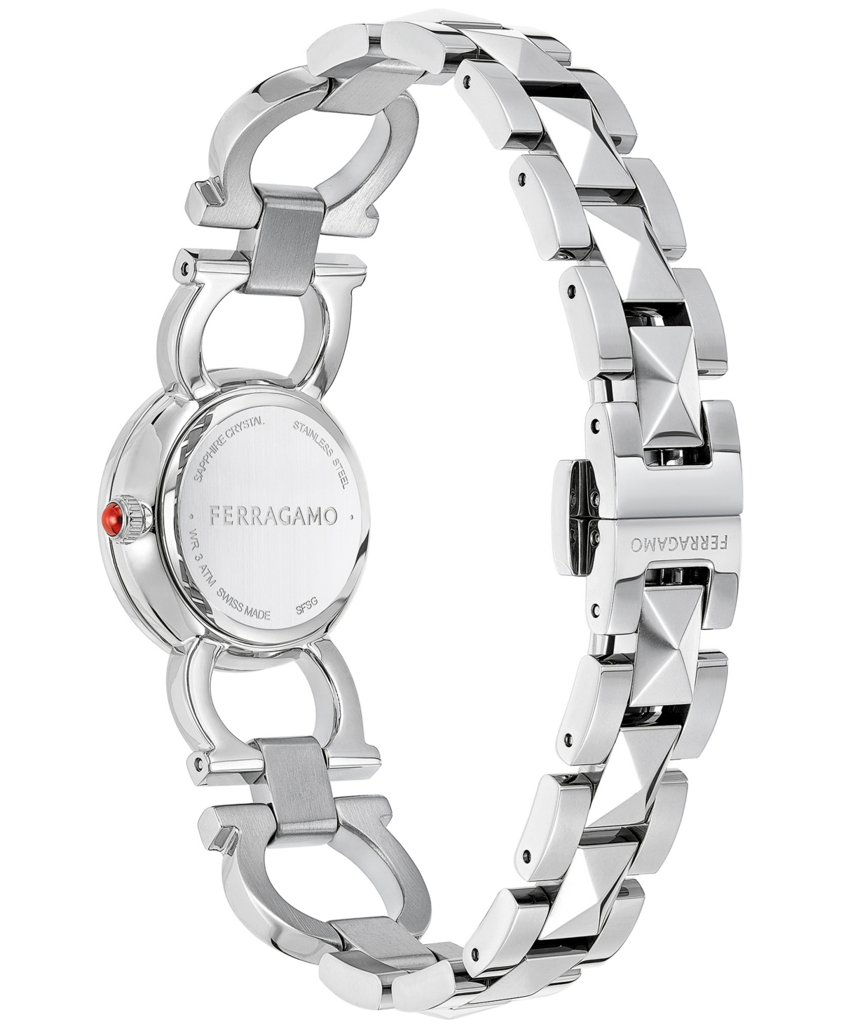 Shop Ferragamo Salvatore  Women's Swiss Stainless Steel Stud Link Bracelet Watch 25mm
