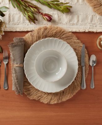 French Perle Scallop Dinner Plates, Set of 4