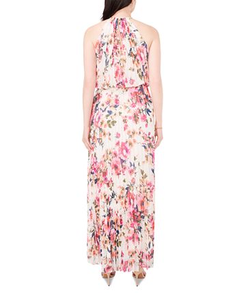 MSK Floral Print Pleated Dress - Macy's