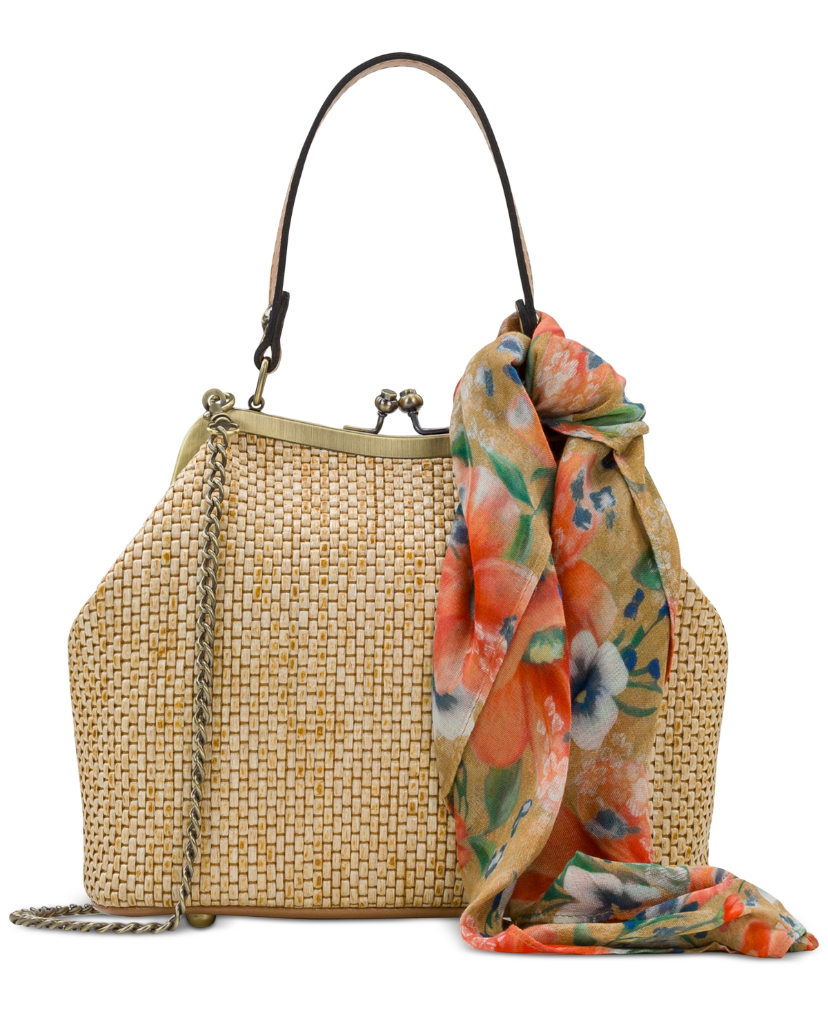 Laureana Small Frame Bag with Apricot Blossoms Scarf - Naturale