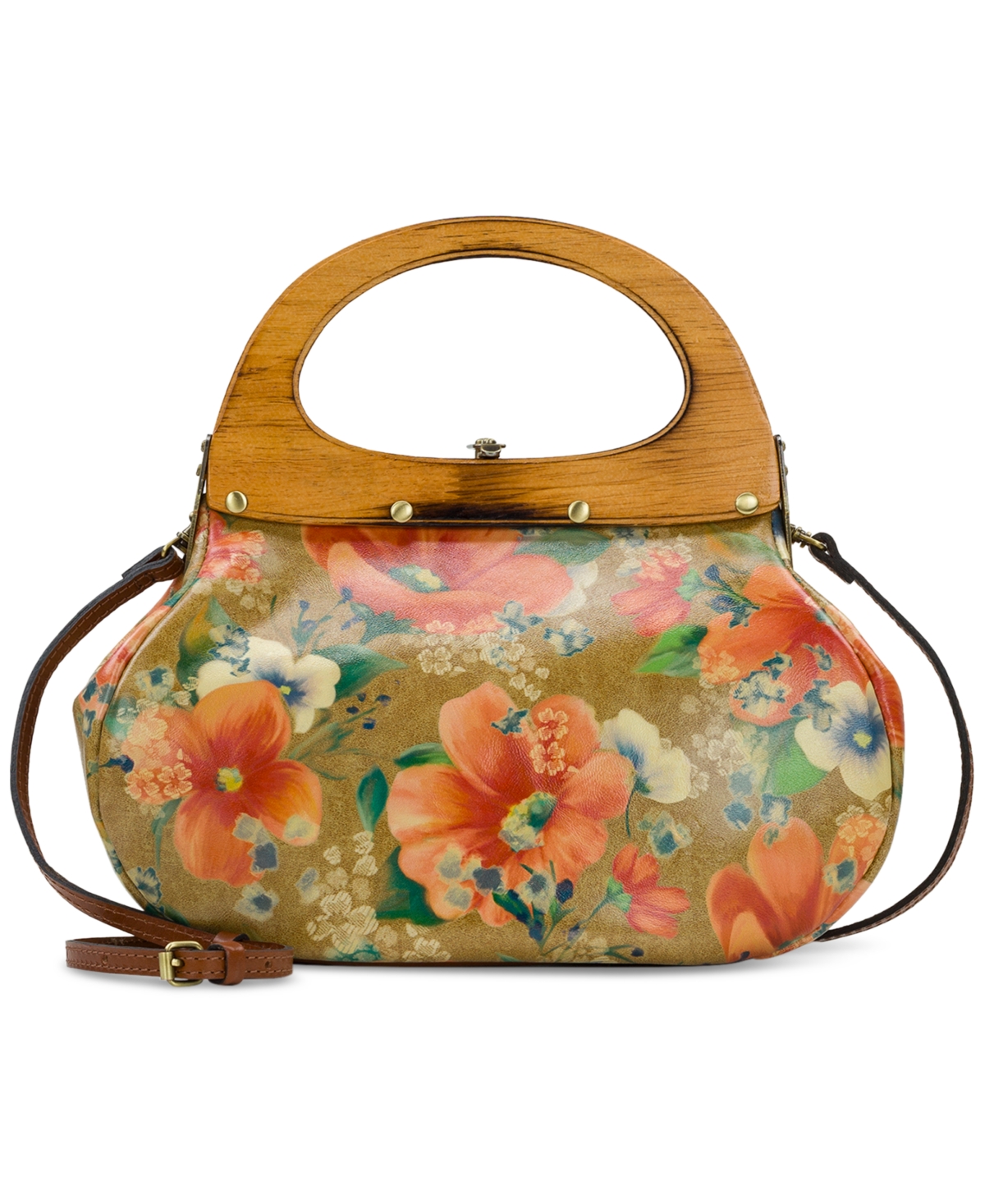 Patricia Nash Mirabella Small Leather Frame Bag In Apricot Blossoms