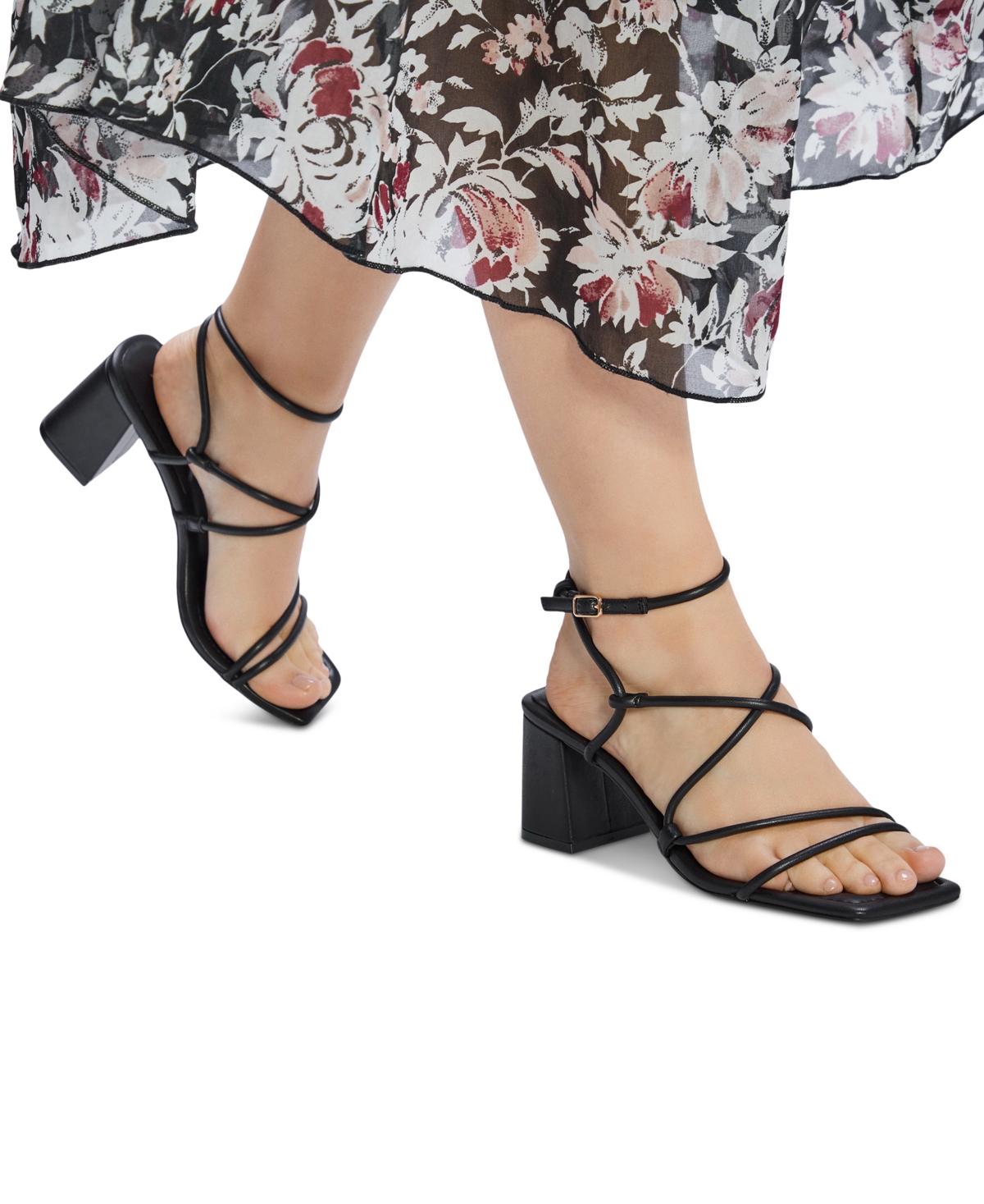 Shop Aldo Women's Harmonni Strappy Block-heel Dress Sandals In Black Smooth