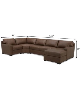 Radley 148" 4-Pc. Leather Wedge Modular Chaise Sectional, Created for Macy's