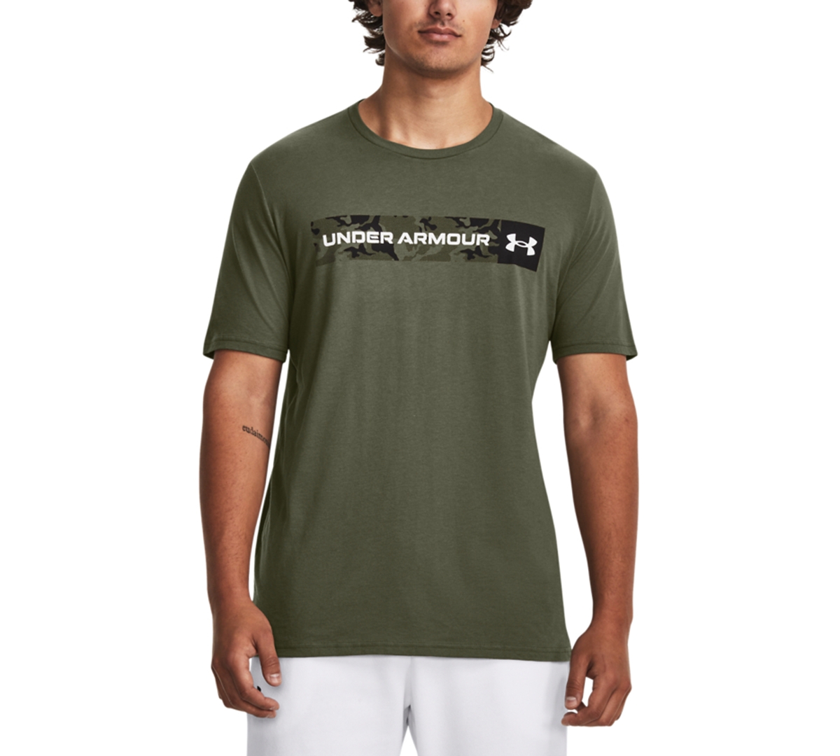 Men's Camo Panel Logo Graphic T-Shirt - Black / Marine Od Green / White