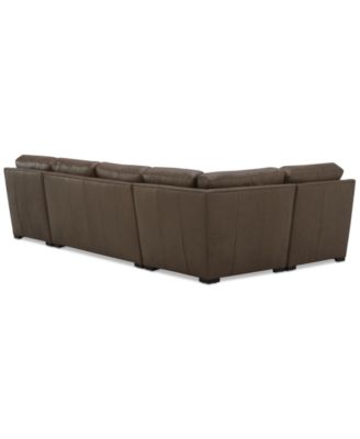 Radley 136" 4-Pc. Leather Square Corner Modular Chaise Sectional, Created for Macy's
