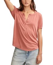 Lucky Brand LUCKY BRAND Womens Gray Ribbed Graphic Short Sleeve
