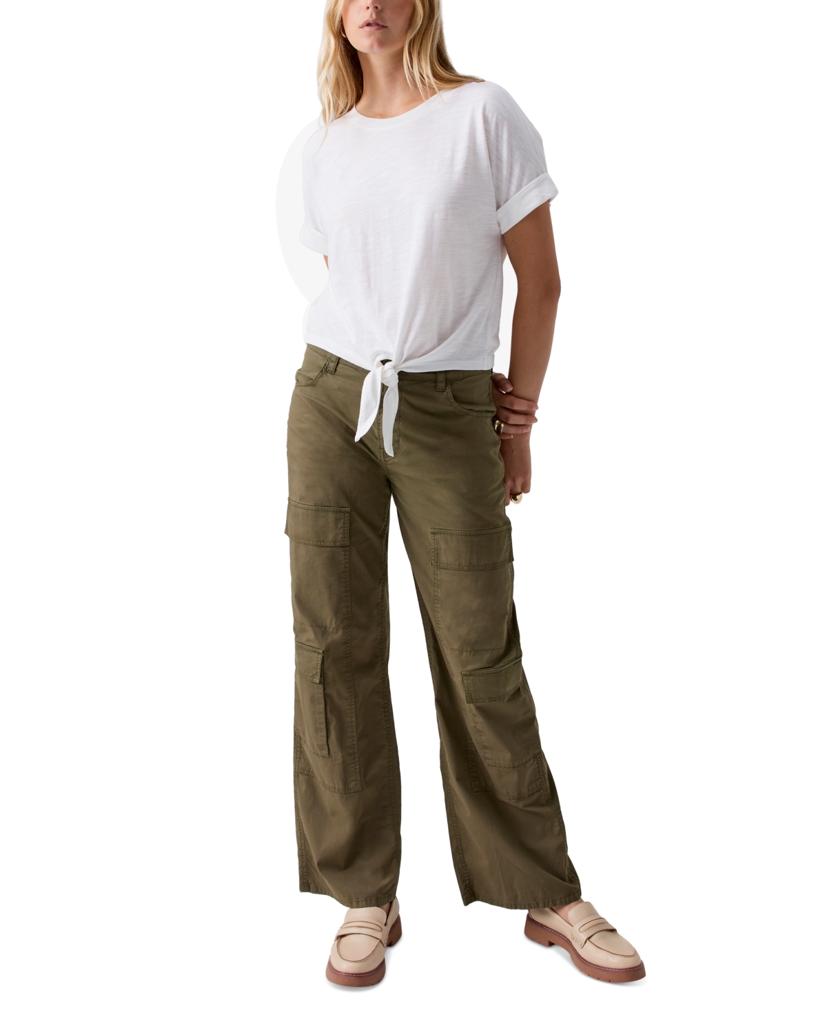 Women's Wide-Leg Cargo Pants - Mossy Green
