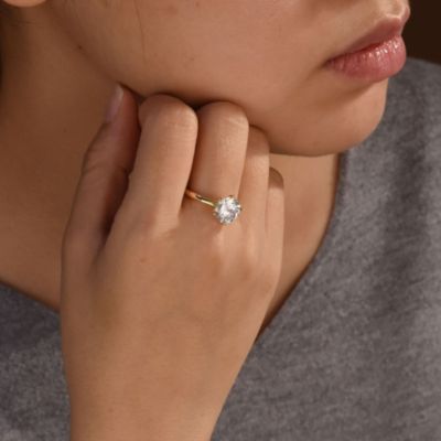 Classic 1.5CT Cubic Zirconia 6 Prong CZ Solitaire Engagement Ring Sterling Silver