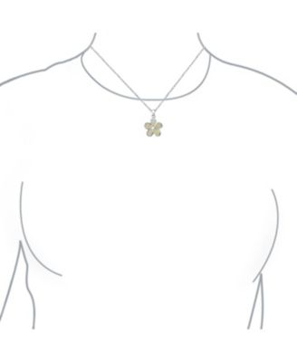 White Synthetic Opal Hawaiian Flower Plumeria Necklace Pendant Sterling Silver