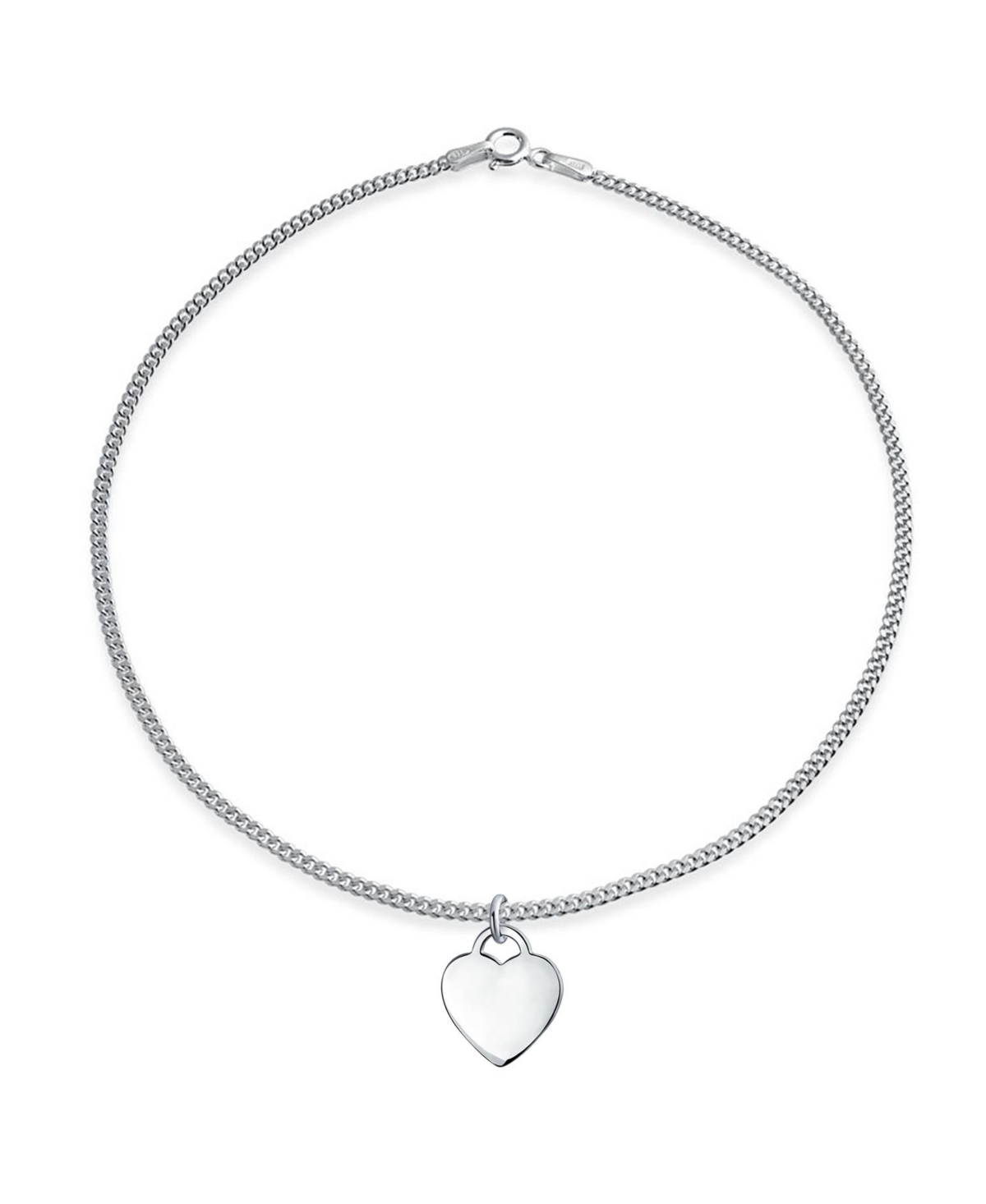 Tiny Minimalist Abc Heart Initial Anklet Ankle Bracelet Sterling Silver 9-10 Inch - Silver
