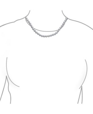 Dainty Sterling Silver Petite 4MM Round Bead Station Ball Necklace Shinny