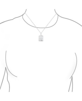 Religious Metal Square Dog tog Style Medallion Face of Jesus Christ Head Necklace Pendant Sterling Silver