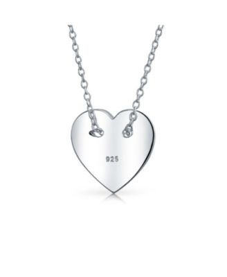 Minimalist Simple Flat Slide Button Heart Pendant Necklace  Sterling Silver