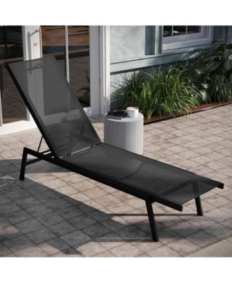 Braelin Set Of 2 Textilene Adjustable 5 Position Patio Chaise Lounge And Metal Frame Chair