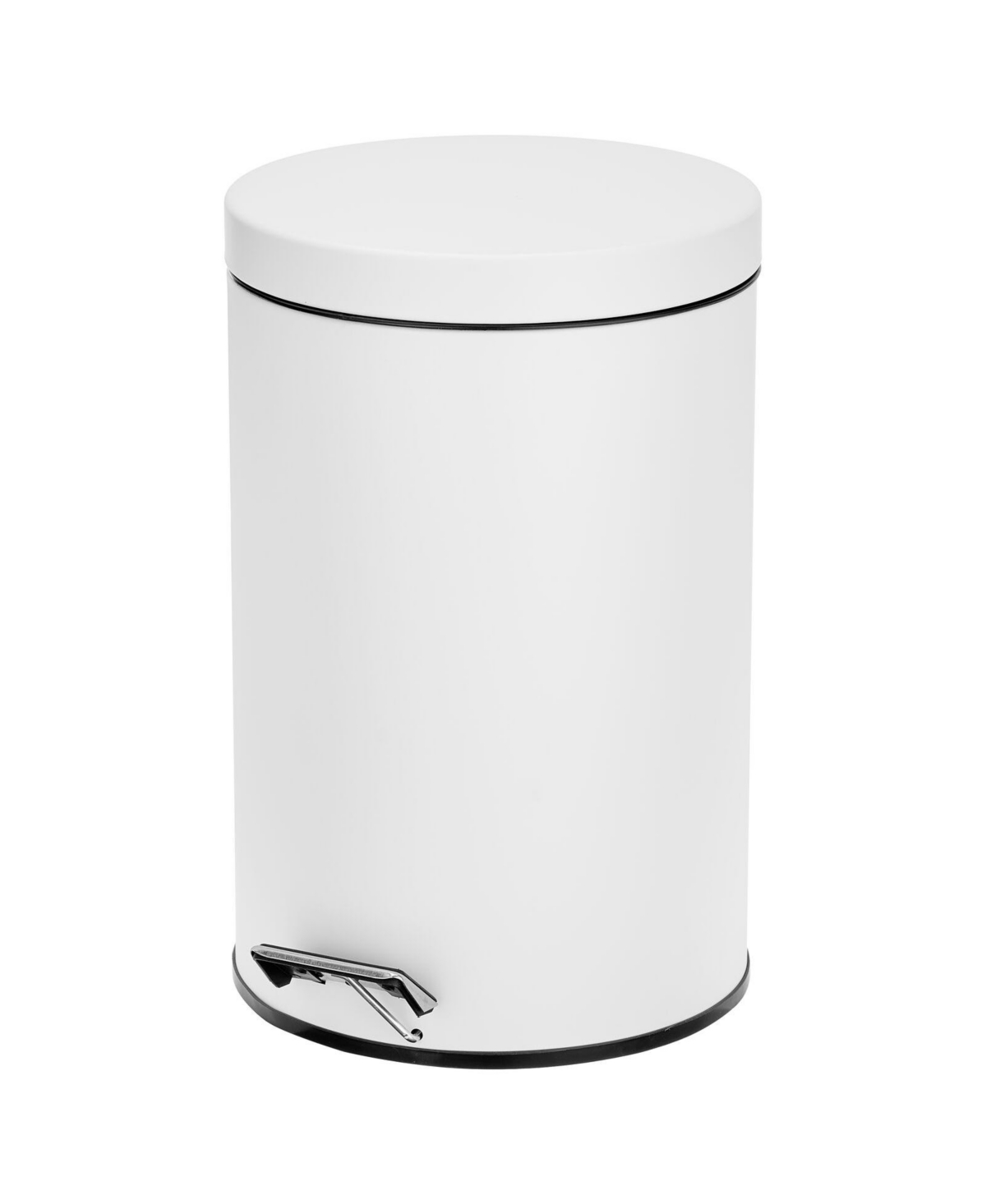 Round Metal Step Trash Can, Liner/Handle - White