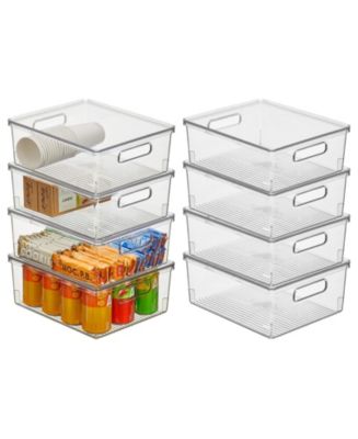 mDesign Plastic Storage Bin Box Container - Lid and Handles - 8 Pack ...