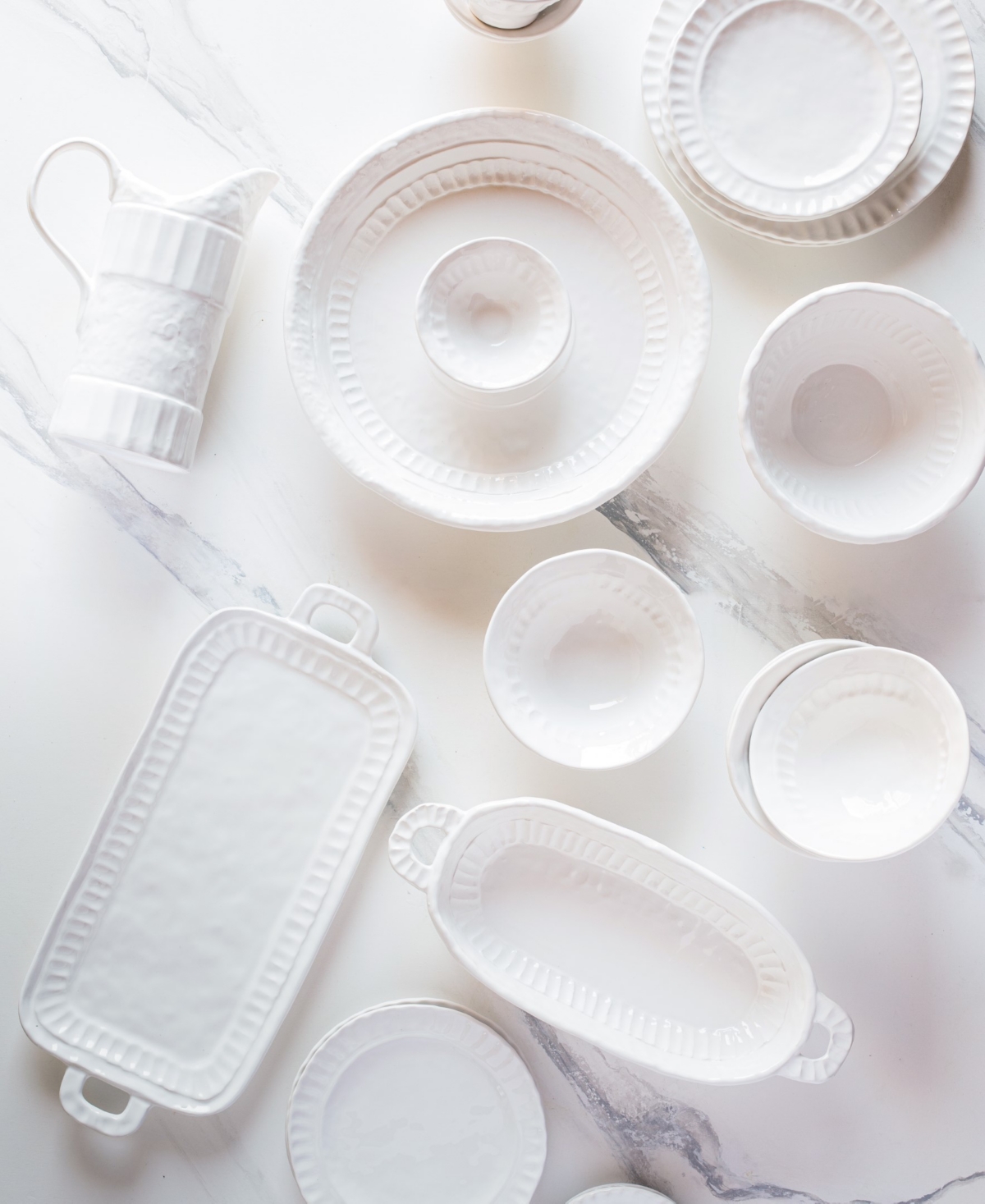 Vietri Pietra Serena Medium Pitcher In White