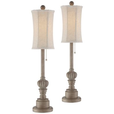 Traditional Buffet Table Lamps 28" Tall Set of 2 Natural Candlestick Cream Bell Shade for Dining Room
