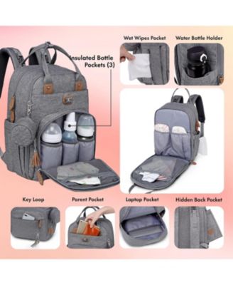Diaper Bag Backpack with Portable Changing Pad, Pacifier Case and Stroller Straps