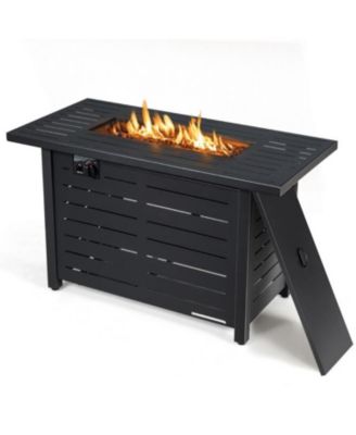 42 Inch 60 000 BTU Rectangular Propane Fire Pit Table with Waterproof Cover