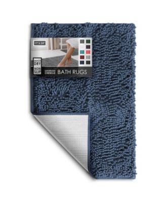 Ultra-Soft Quick-Dry Chenille Bath Rug - Non-Slip PVC Backing, Machine-Washable (Small 17"x24")
