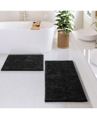 2 Piece Ultra Soft Non-Slip Chenille Bath Rug Set - Quick Dry, Machine Washable - 17”x24” & 20x32