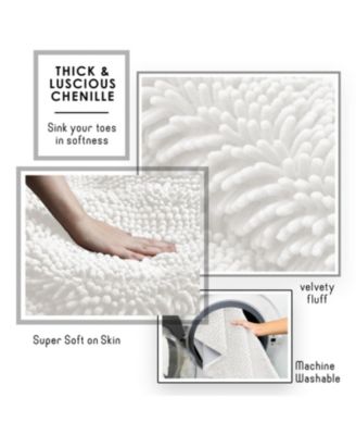 Ultra Soft Non-Slip Chenille Bath Rug - Quick Dry, Machine Washable - Large 26”x44”