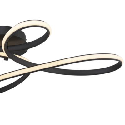 Helix Modern Semi Flush-Mount Ceiling Light Sand Black Dimmable LED Twisting 36 1/2" Wide Kitchen Living Room