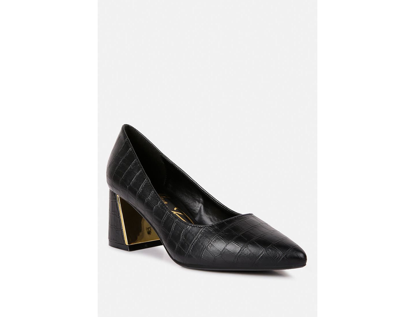Женские туфли London Rag Emersyn croc block heel pump, цвет: Чёрный — фото 1