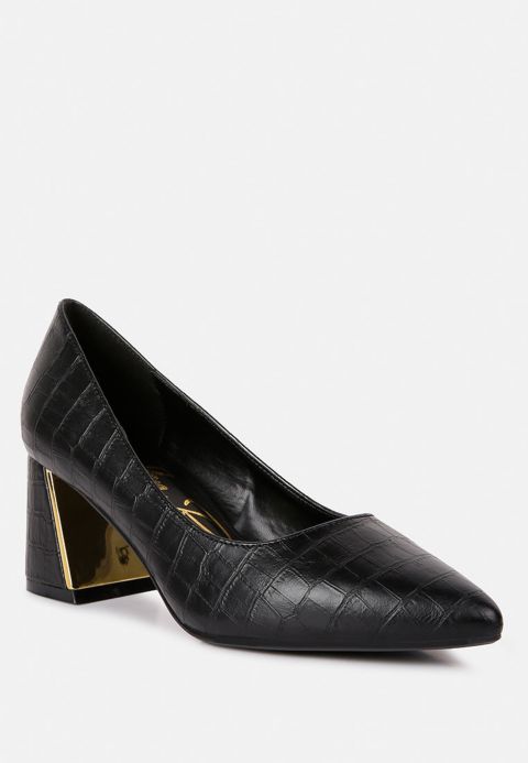 Женские туфли London Rag Emersyn croc block heel pump, цвет: Чёрный
