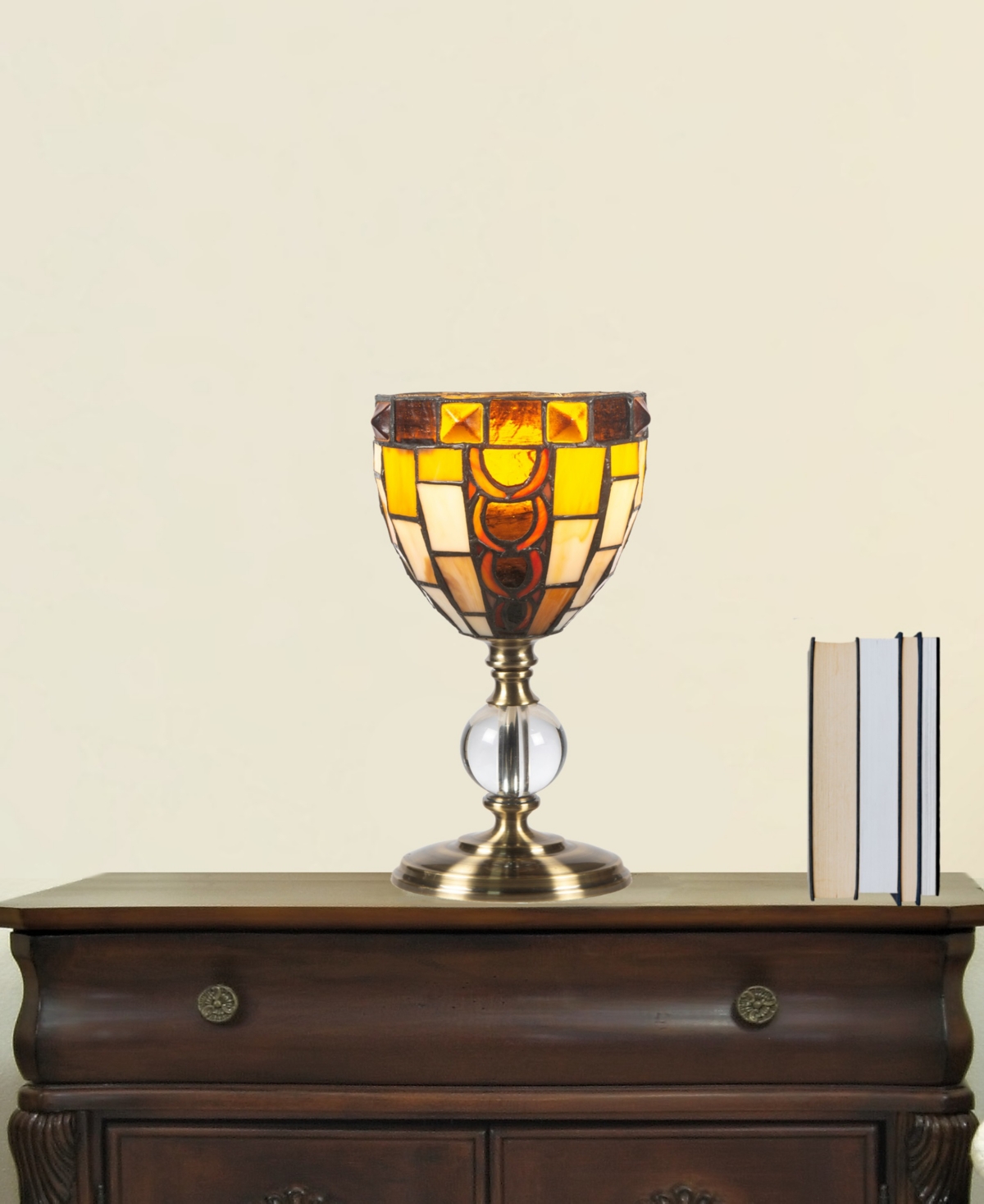 Dale Tiffany 13" Tall Vienne Tiffany Handmade Genuine Stained Glass Shade Accent Lamp In Multi-color