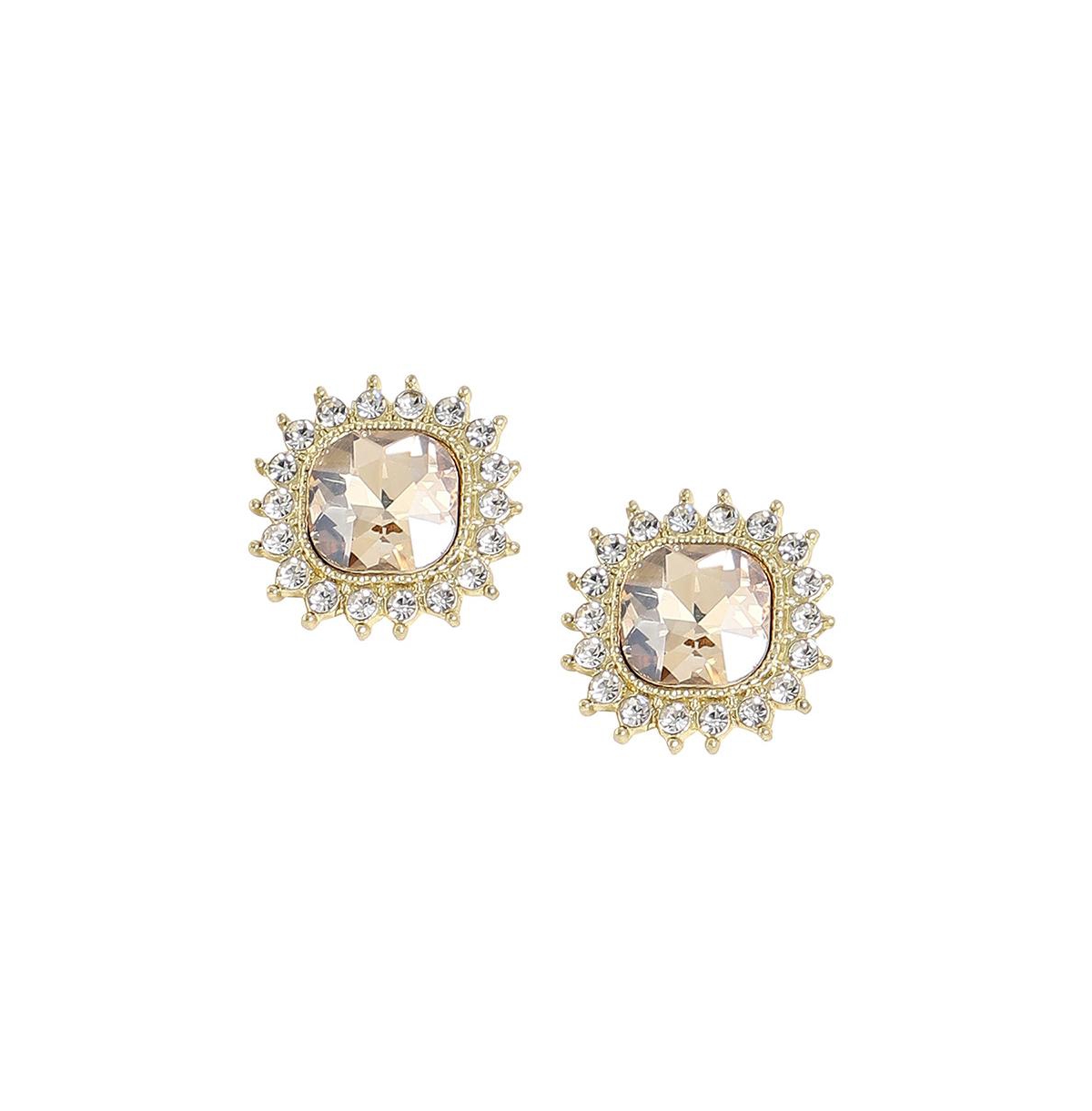 Sohi Women's Stone Stud Earrings In Silver