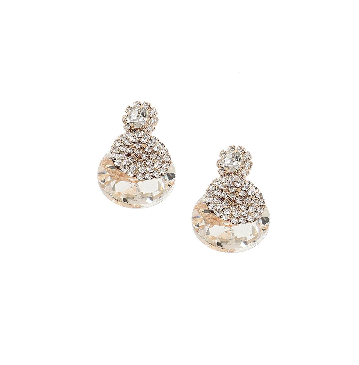 Sohi Women's Silver Stone Drop Earrings