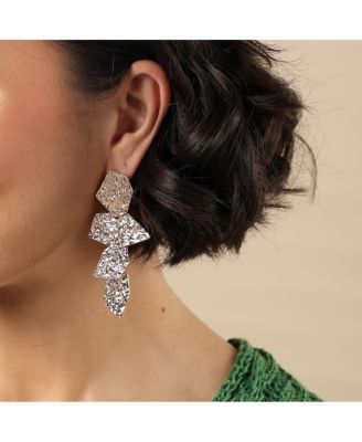 Women's Gold Dented Drop Earrings